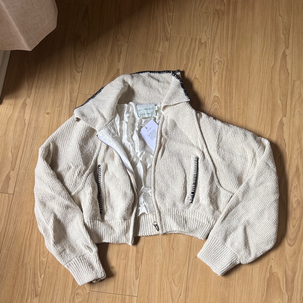 Voyager Knitted Bomber Jacket - Ivory